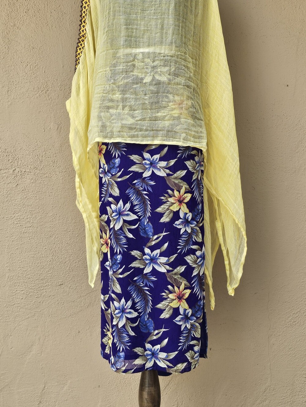 JM Woman Collection Purple Indigo W/ Yellow & Blue Flowers Wrap Skirt Sz 20W